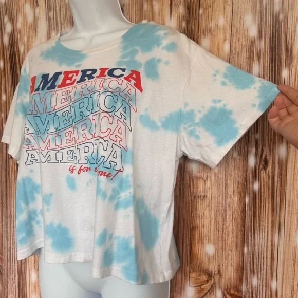 Mighty Fine “America” Tie-dye Crop Tee - Picture 2 of 7